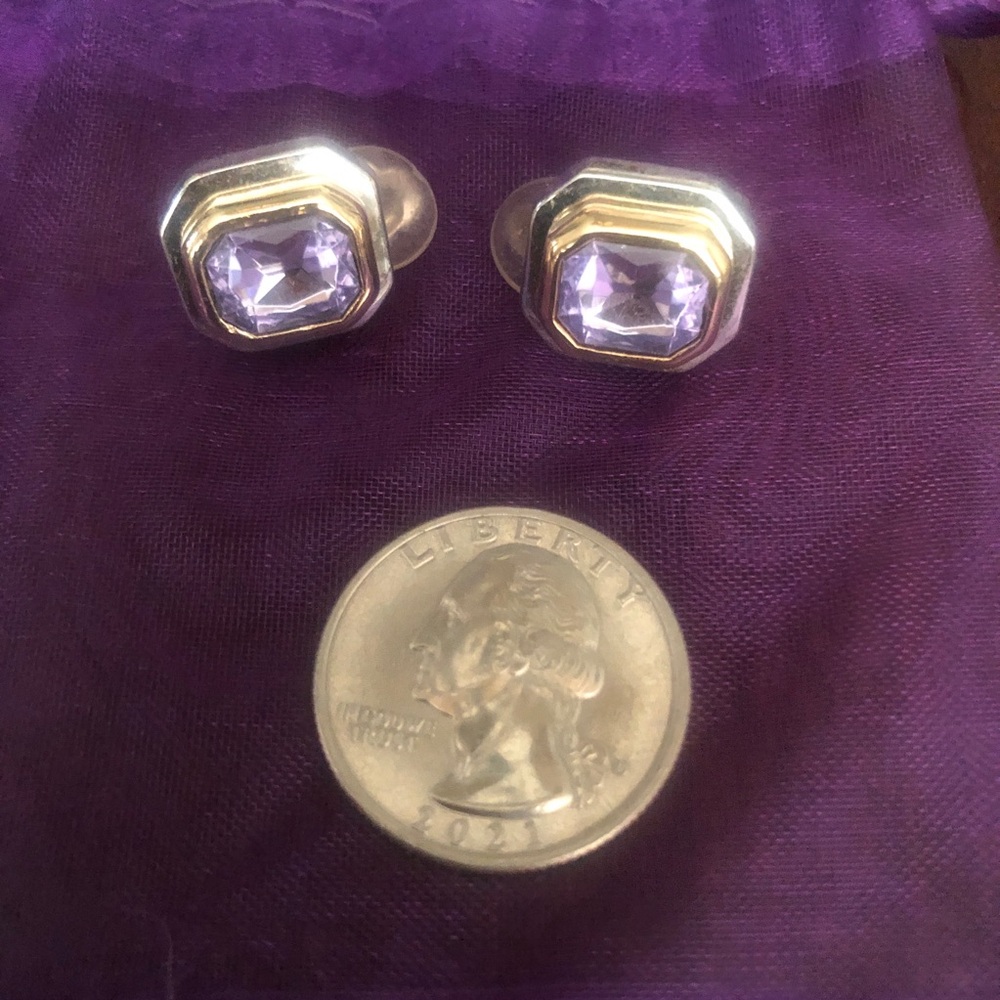 Vintage Elegant Purple and Gold Stud Earrings